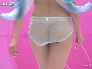 Modelo chinês no show de underwear sedutora