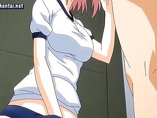 Anime blowy cocks together with gets facial